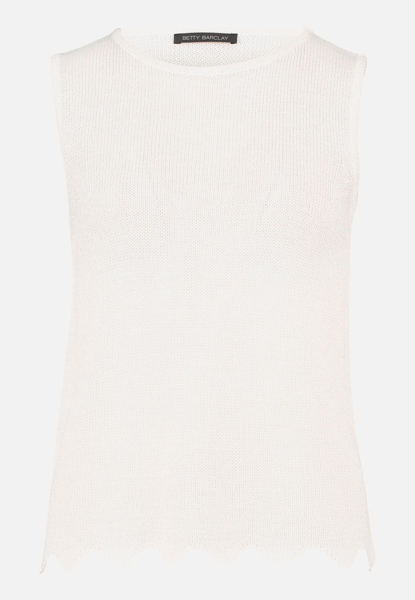 Ärmelloses Stricktop mit Wellensaum