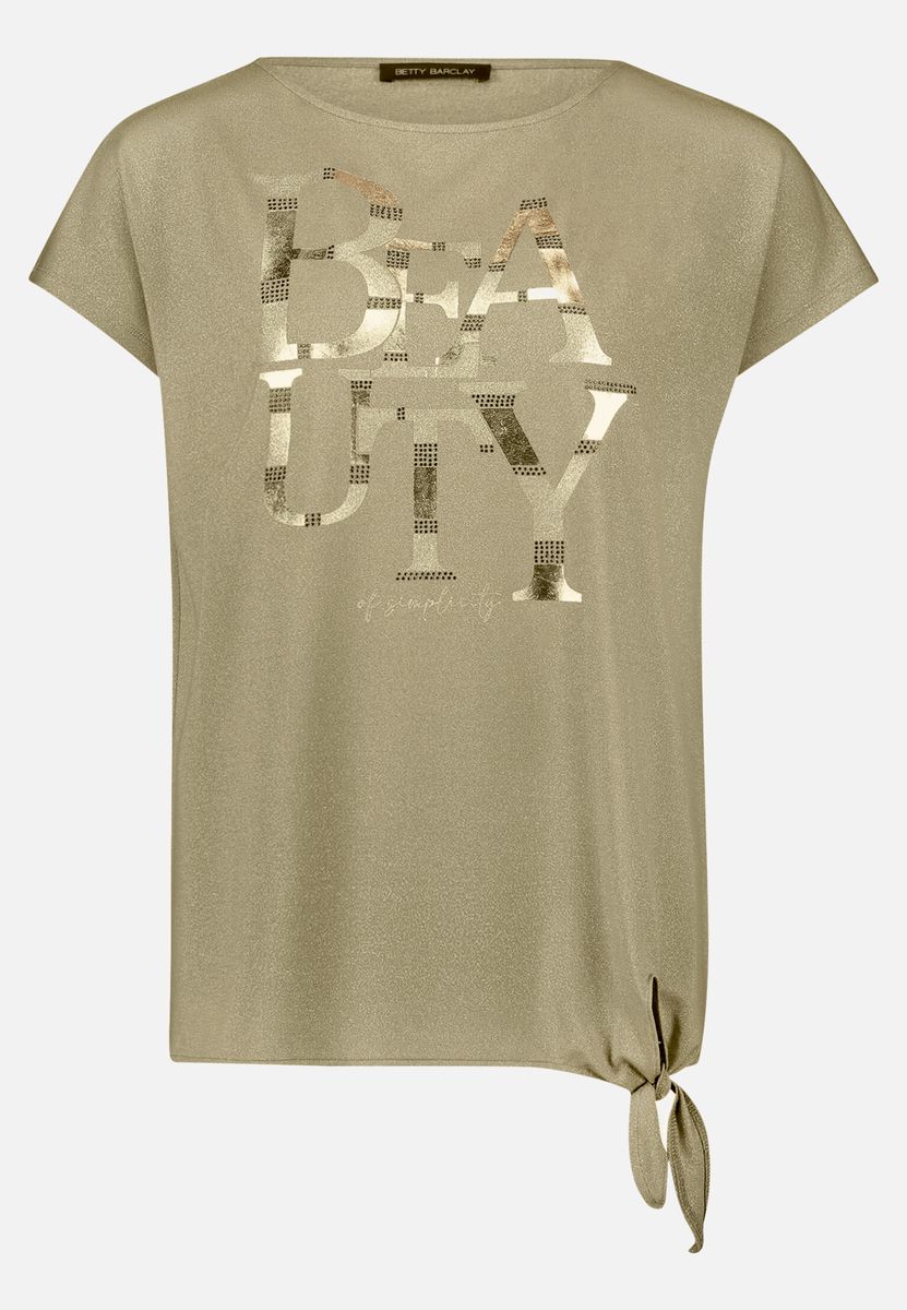 Schimmerndes Grafik-Shirt mit Seitenknoten