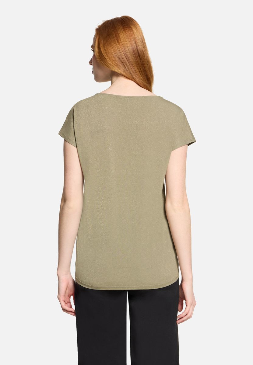 Schimmerndes Grafik-Shirt mit Seitenknoten