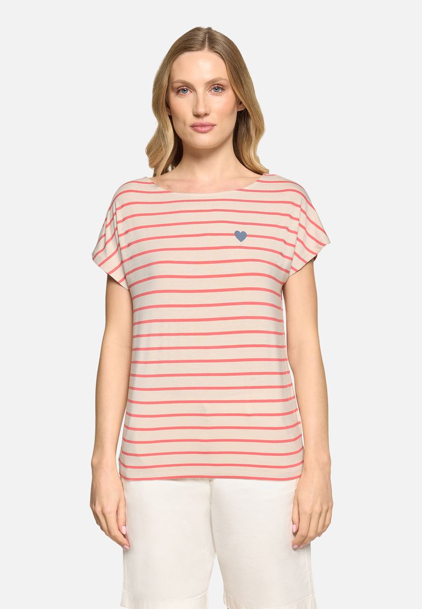 Gestreiftes Shirt mit U-Boot-Ausschnitt