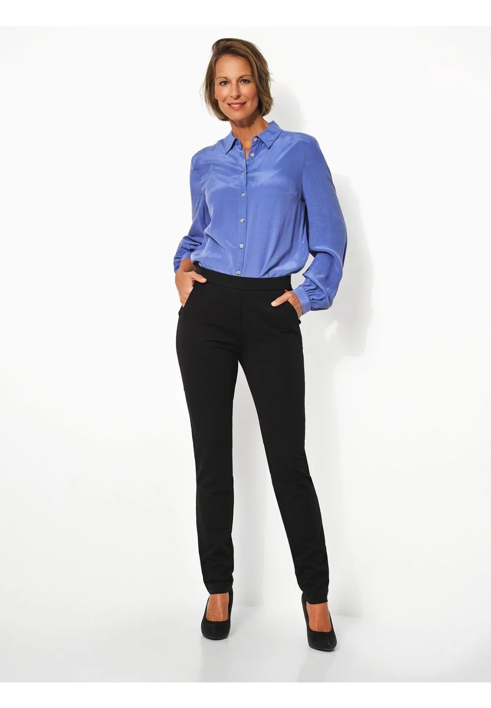 Slim-Fit Jerseyhose mit hohem Bund