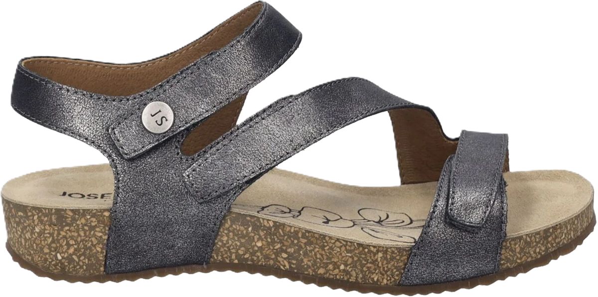Dreiriemen-Sandale aus Metallic-Leder
