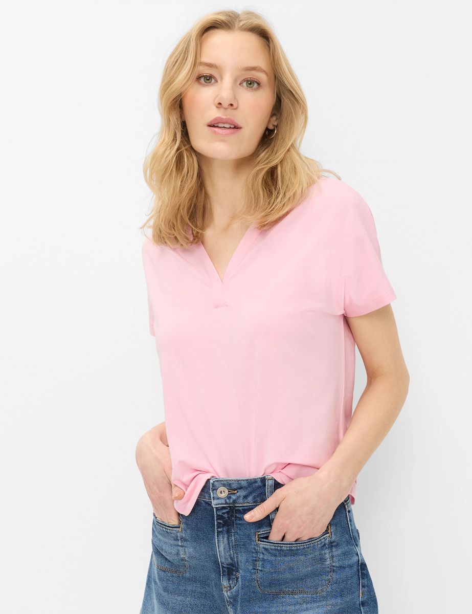 Jersey-T-Shirt mit V-Ausschnitt