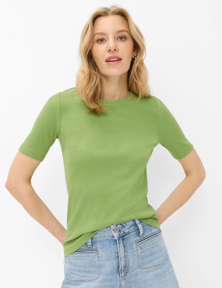 Feinripp-Shirt mit kurzem Arm