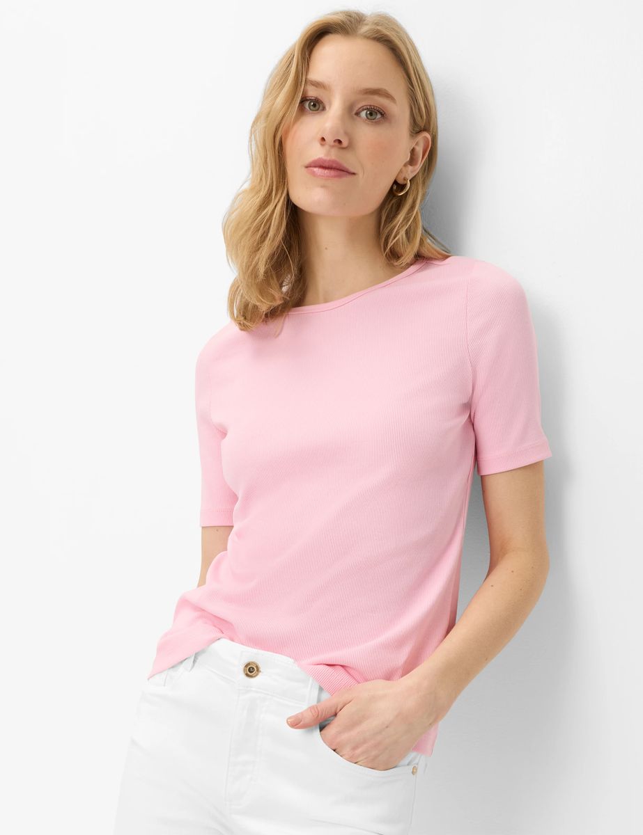 T-Shirt aus geripptem Baumwollmix