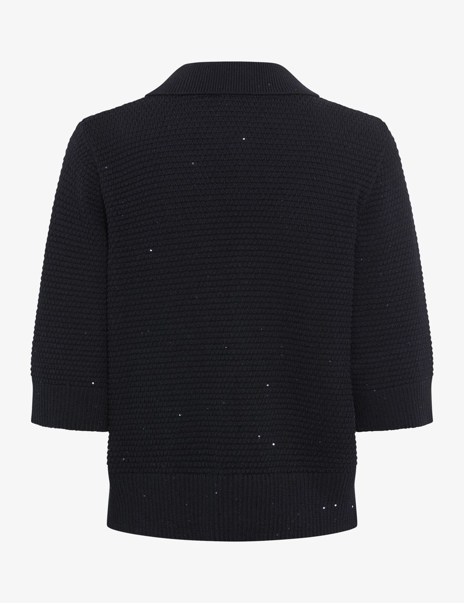 Strukturstrick-Cardigan mit Polokragen