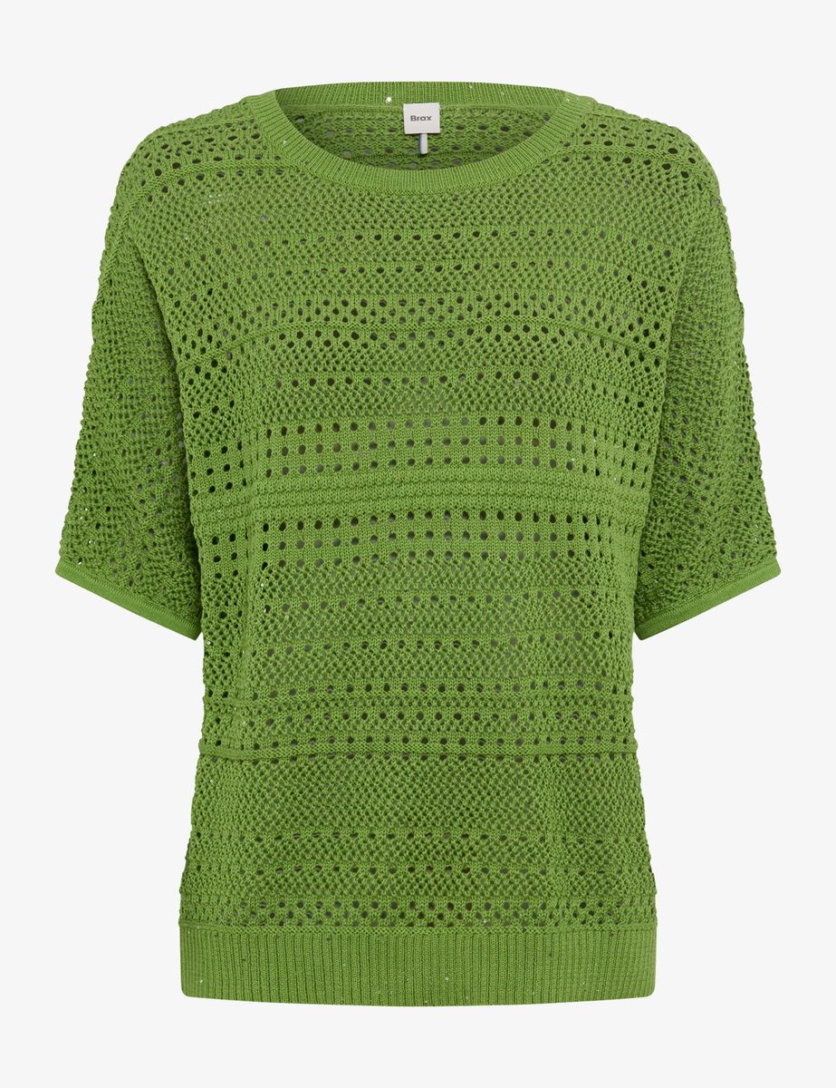 Kurzärmliger Ajour-Strickpullover