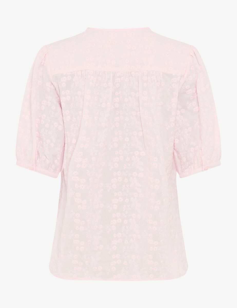 Baumwollbluse mit floraler Lochstickerei