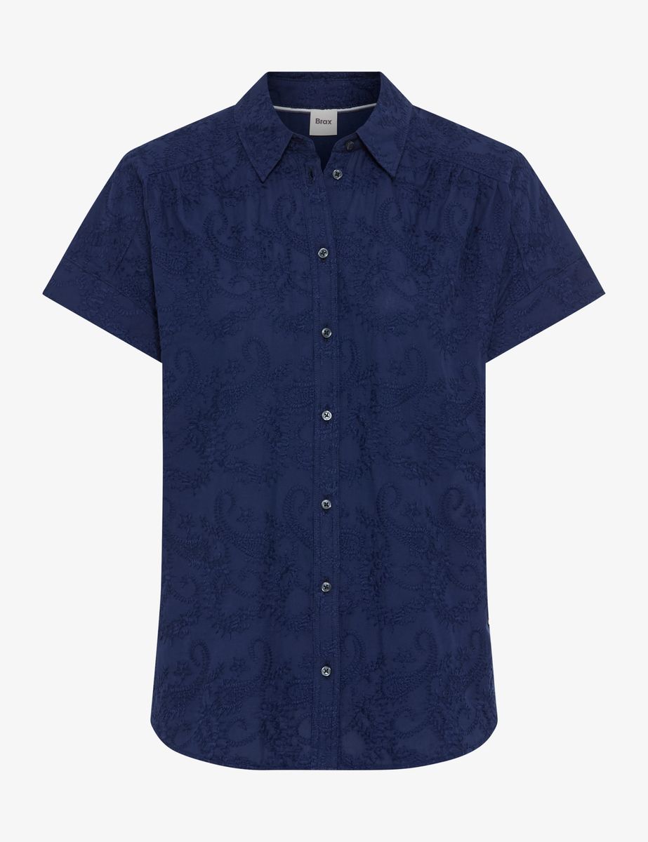 Kurzärmelige bestickte Baumwollbluse