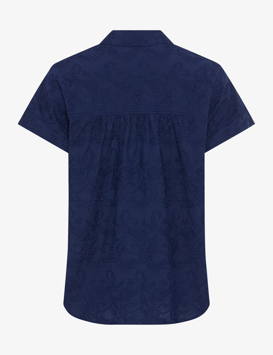 Kurzärmelige bestickte Baumwollbluse