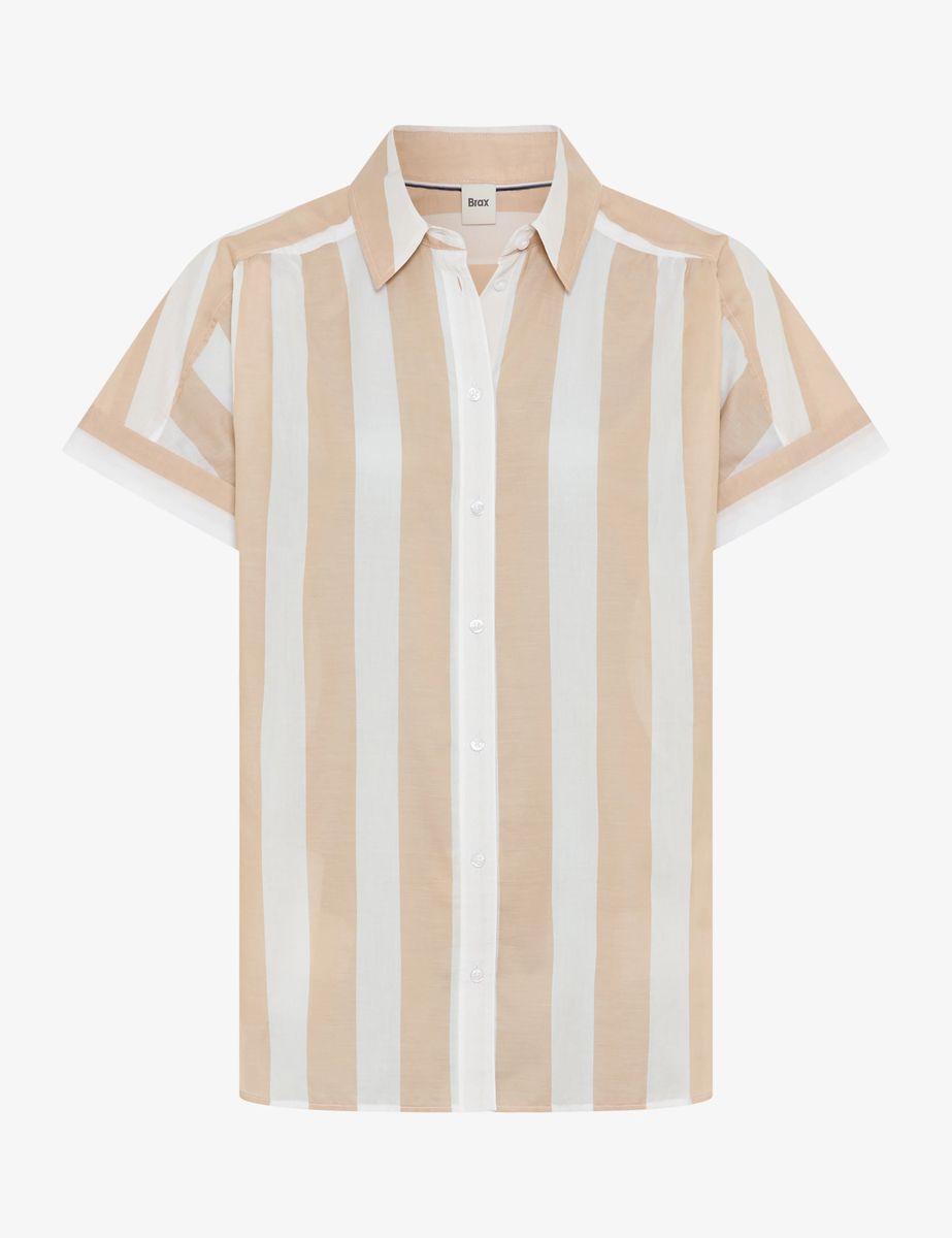 Vertikal gestreifte Baumwoll-Voile-Bluse
