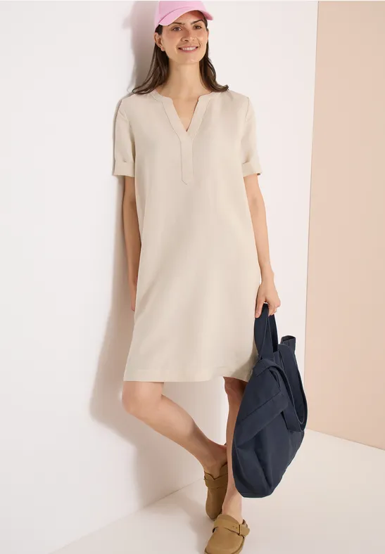 Knielanges Kleid aus Leinenmix
