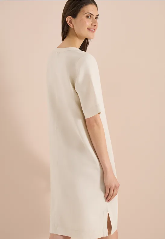 Knielanges Kleid aus Leinenmix