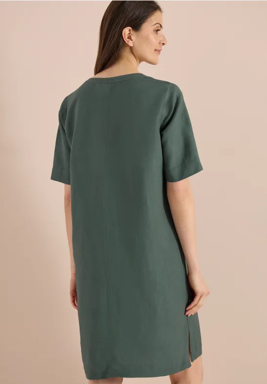 Knielanges Leinenmix-Tunika-Kleid