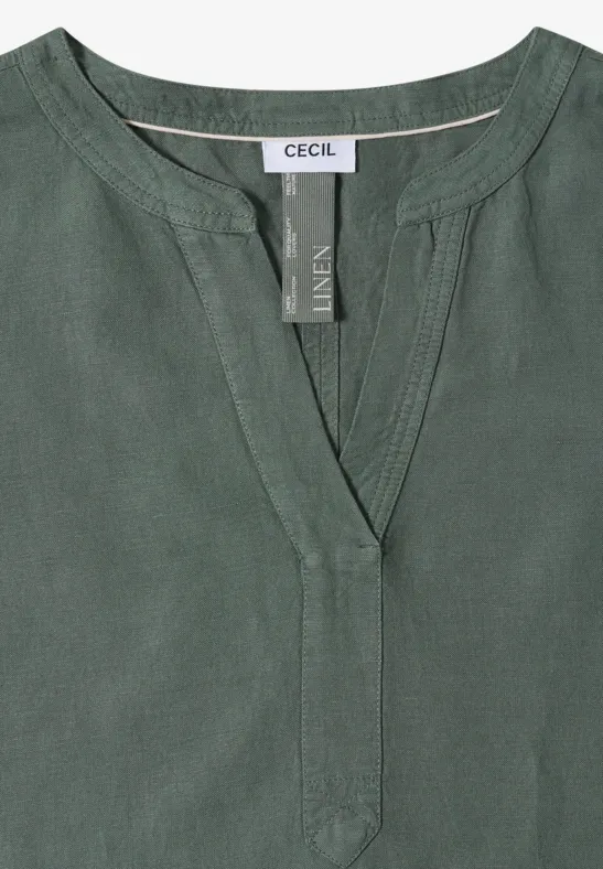 Knielanges Leinenmix-Tunika-Kleid