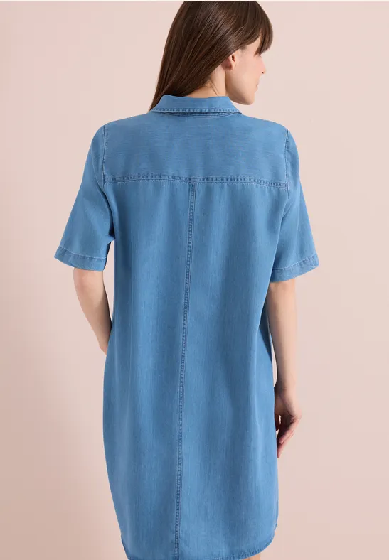 Leichtes Hemdblusenkleid in Denim-Optik