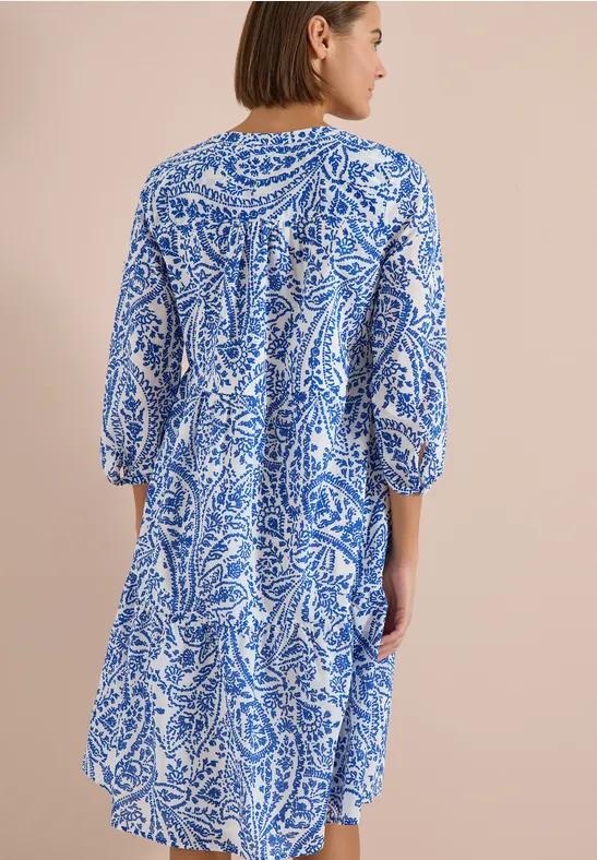 Gestuftes Baumwoll-Midikleid mit Paisley-Muster