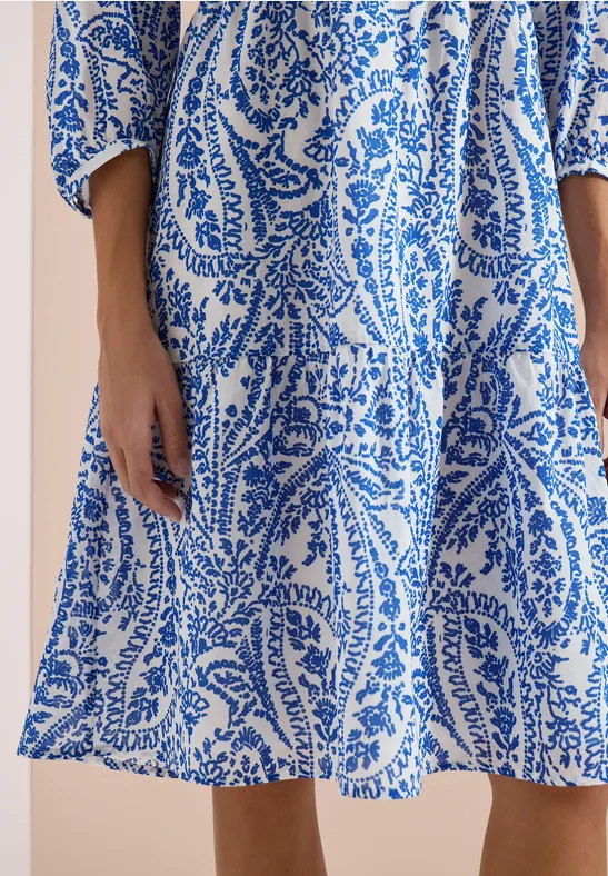 Gestuftes Baumwoll-Midikleid mit Paisley-Muster