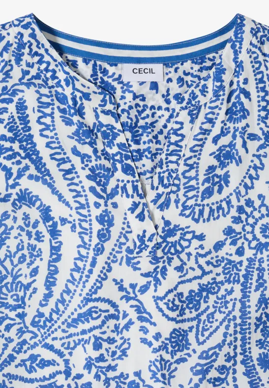 Gestuftes Baumwoll-Midikleid mit Paisley-Muster