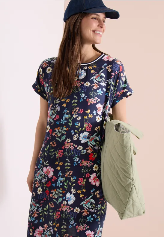 Entspanntes knielanges Kleid mit Blumenmuster