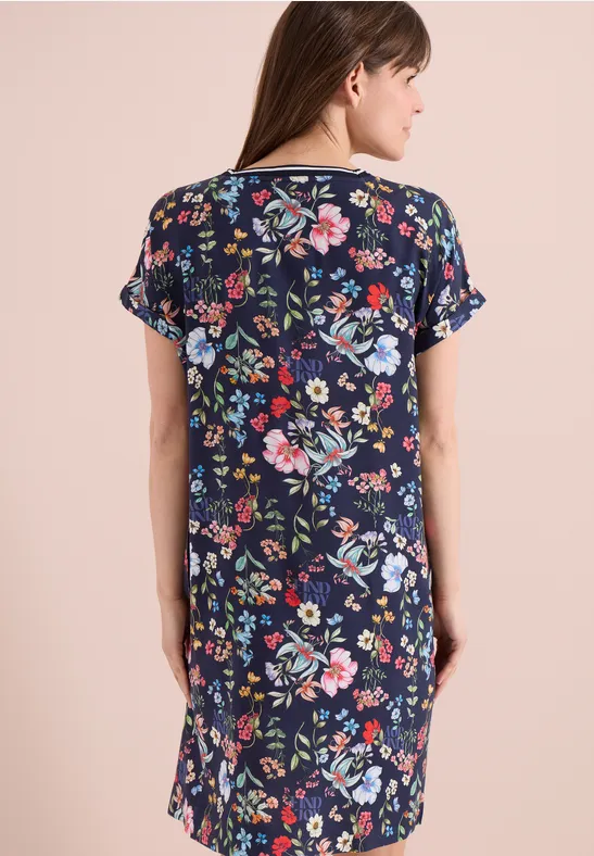 Entspanntes knielanges Kleid mit Blumenmuster