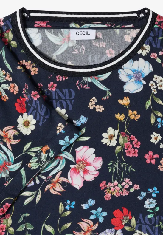 Entspanntes knielanges Kleid mit Blumenmuster