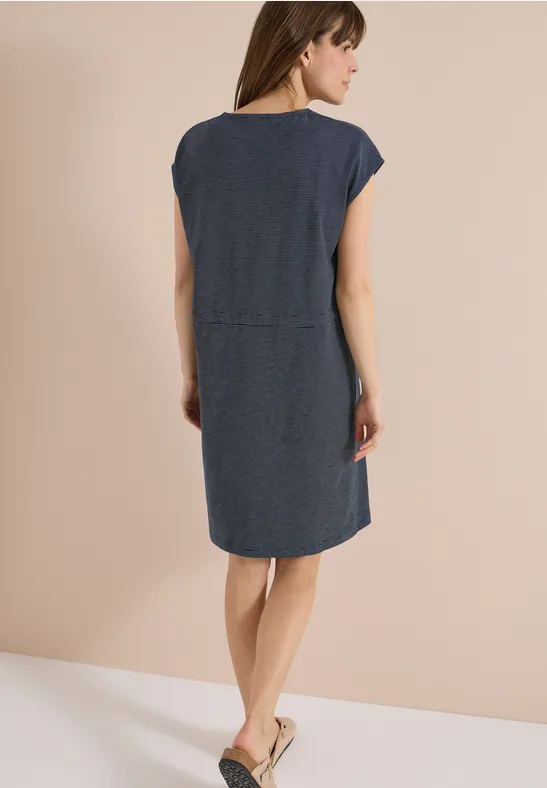 Gestreiftes Jersey-Midikleid mit Tunnelzug