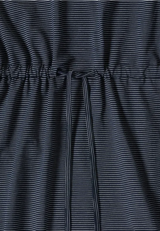 Gestreiftes Jersey-Midikleid mit Tunnelzug