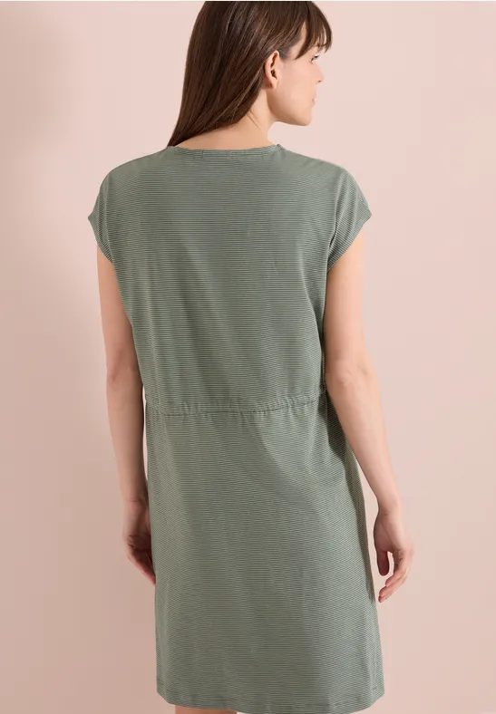 Gestreiftes Jerseykleid mit Tunnelzug