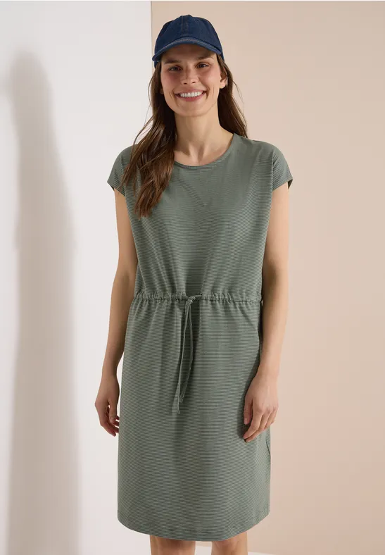 Gestreiftes Jerseykleid mit Tunnelzug