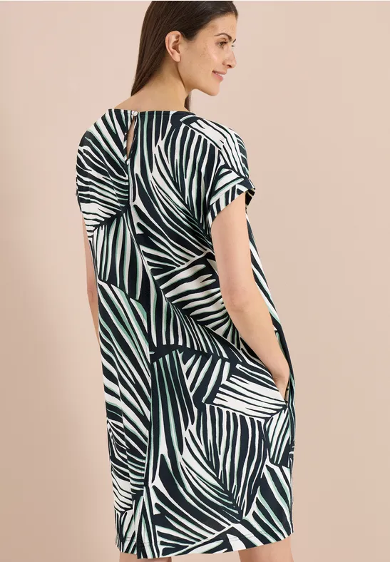 Gemustertes T-Shirt-Kleid aus Viskose