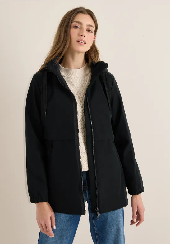 Kurze Trenchjacke mit sportlicher Kapuze