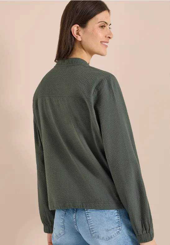 Lässiger Seersucker-Blouson mit Reißverschluss