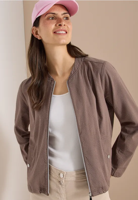Leichter Seersucker-Blouson mit Reißverschluss