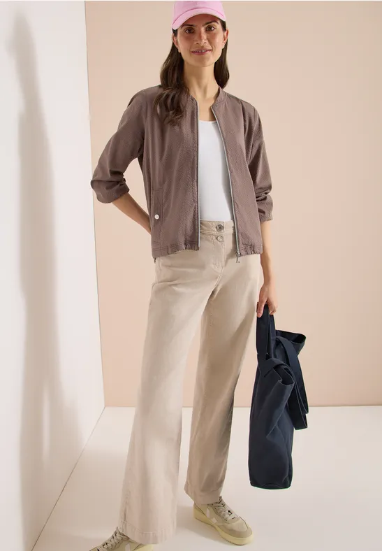 Leichter Seersucker-Blouson mit Reißverschluss