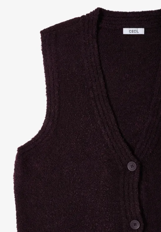 Strukturierte Bouclé-Strickweste mit V-Ausschnitt