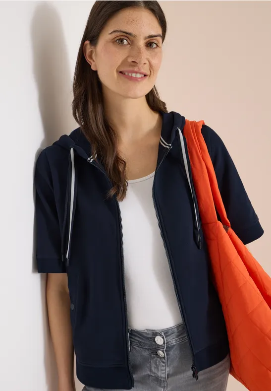 Kurzärmlige Hoodie-Jacke mit Reißverschluss