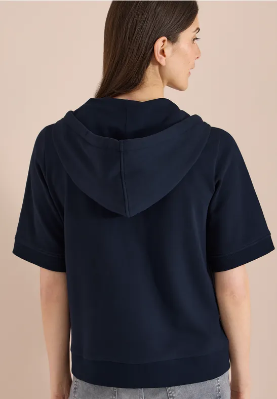 Kurzärmlige Hoodie-Jacke mit Reißverschluss