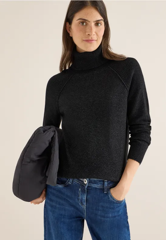 Strukturierter Rollkragen-Strickpullover