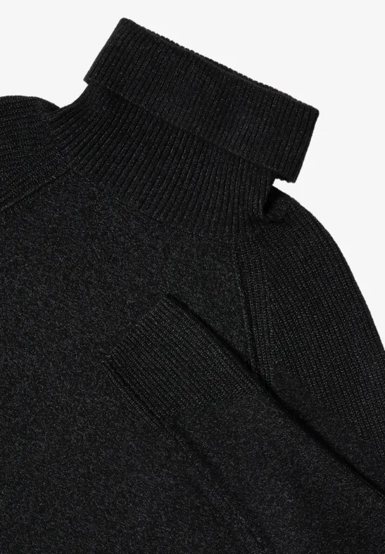 Strukturierter Rollkragen-Strickpullover
