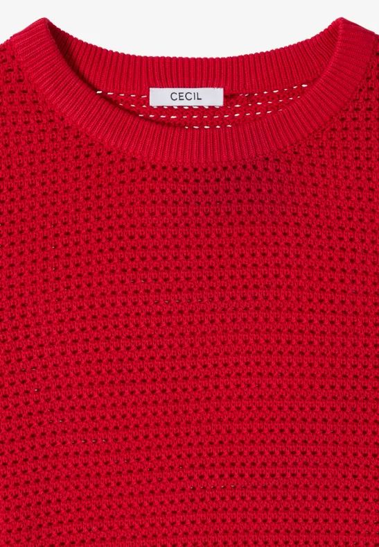 Strukturierter Kurzarm-Strickpullover
