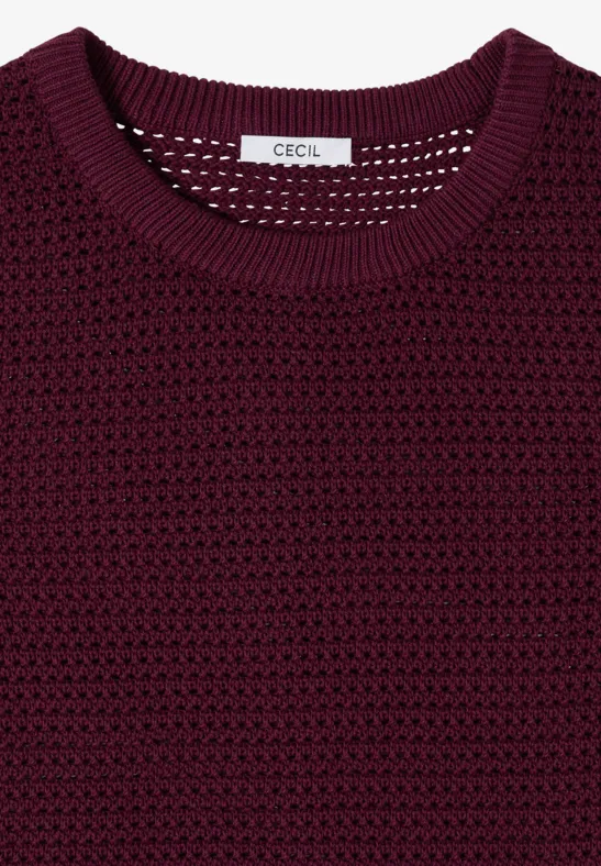 Strukturierter Kurzarmpullover aus Baumwolle