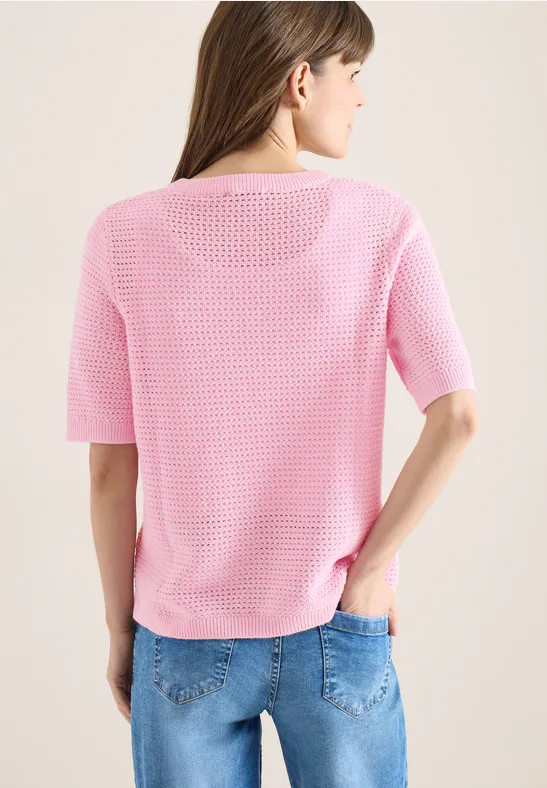 Kurzarm-Strickpullover mit Struktur