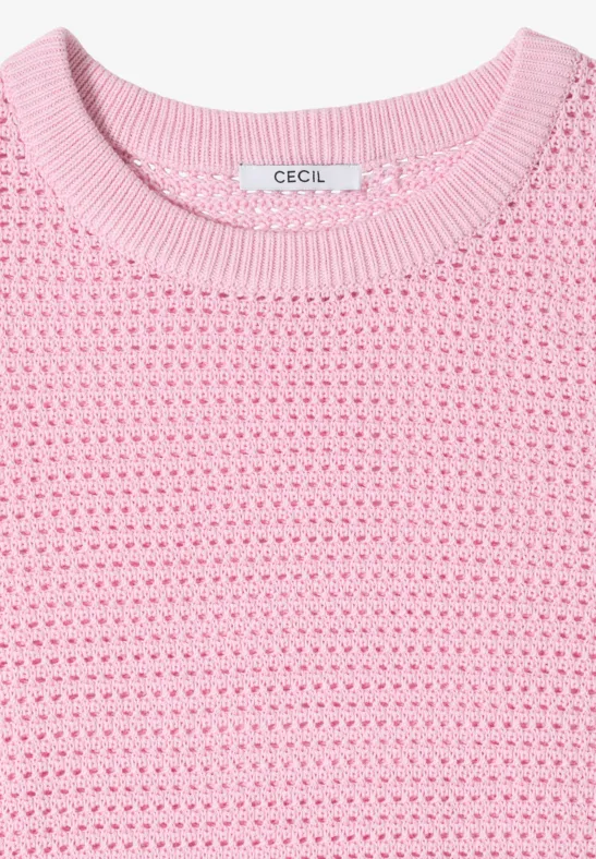 Kurzarm-Strickpullover mit Struktur