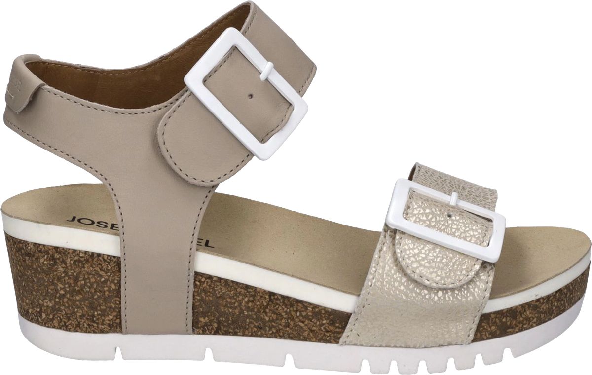 Metallic-Leder Keilsandaletten mit Kork