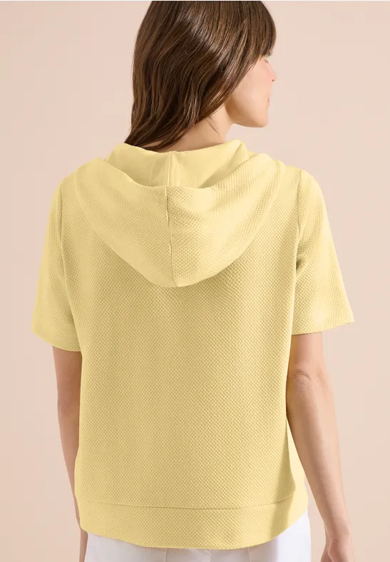 Strukturiertes Kurzarm-Sweatshirt mit Kapuze