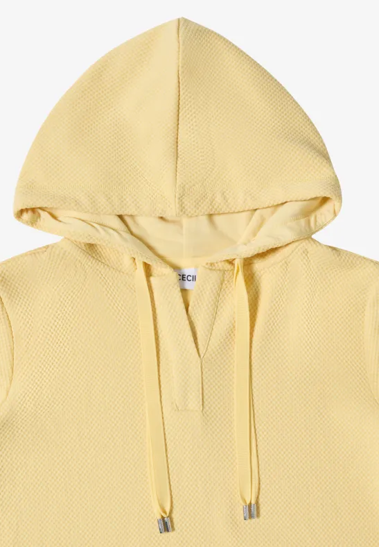 Strukturiertes Kurzarm-Sweatshirt mit Kapuze