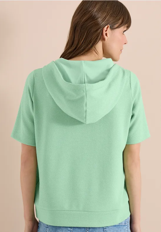 Lässiges Waffelstruktur-Kurzarm-Sweatshirt