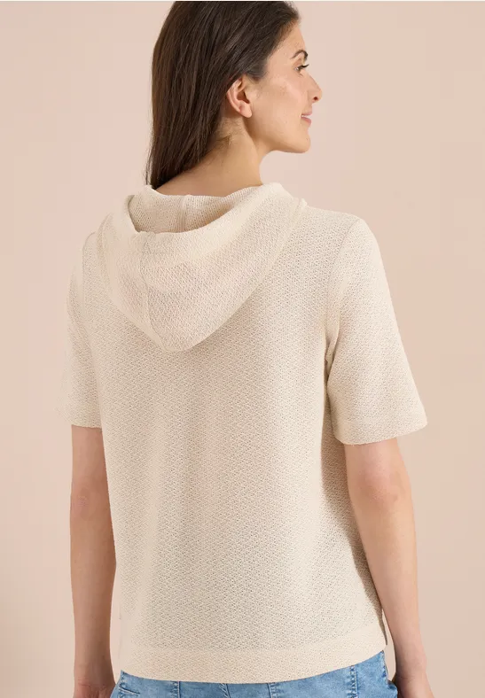 Kurzärmeliges Hoodie-Shirt mit Struktur