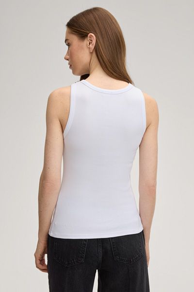 Geripptes Tanktop mit Schmucksteinbesatz